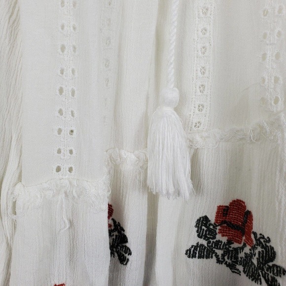 Free People Wild Horses Embroidered Eyelet Ivory Tunic Mini Dress Boho White XS - Picture 8 of 9
